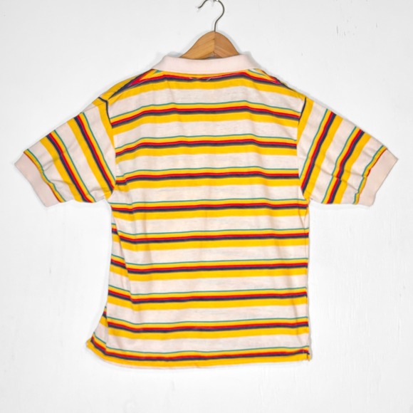 VTG 90s Omni II Ltd Rugby Stripe Short Sleeve Polo Shirt Mens M Soft Lightweight - Picture 2 of 6